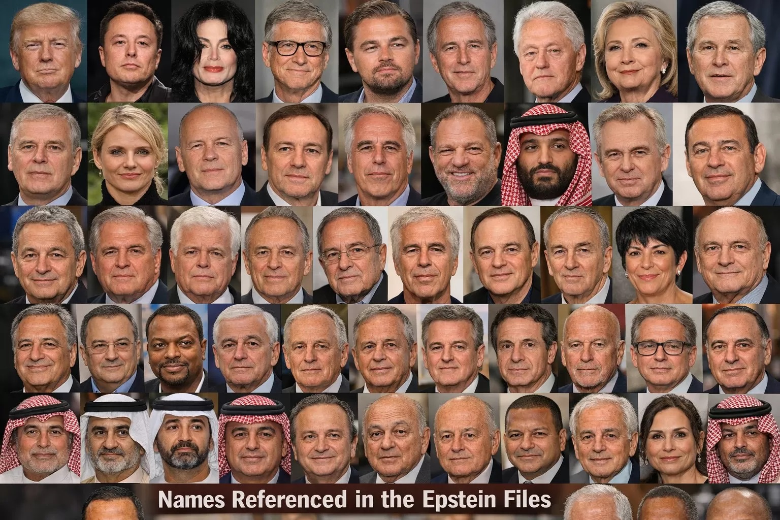 Foto tokoh global yang disebut-sebut masuk dalam dokumen Epstein Files.