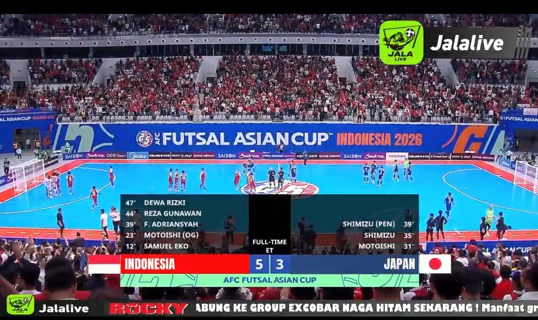 Tim futsal Indonesia kalahkan Jepang 5-3 dan melaju ke babak final.