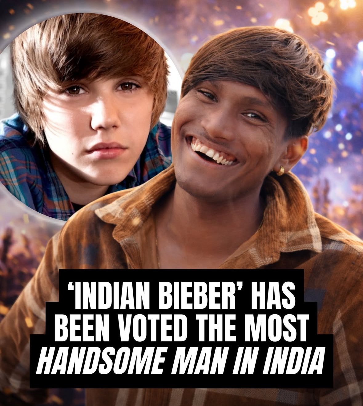 Suraj Khavan terpilih sebagai pria tertampan di India. Bergaya mirip Justin Bieber.