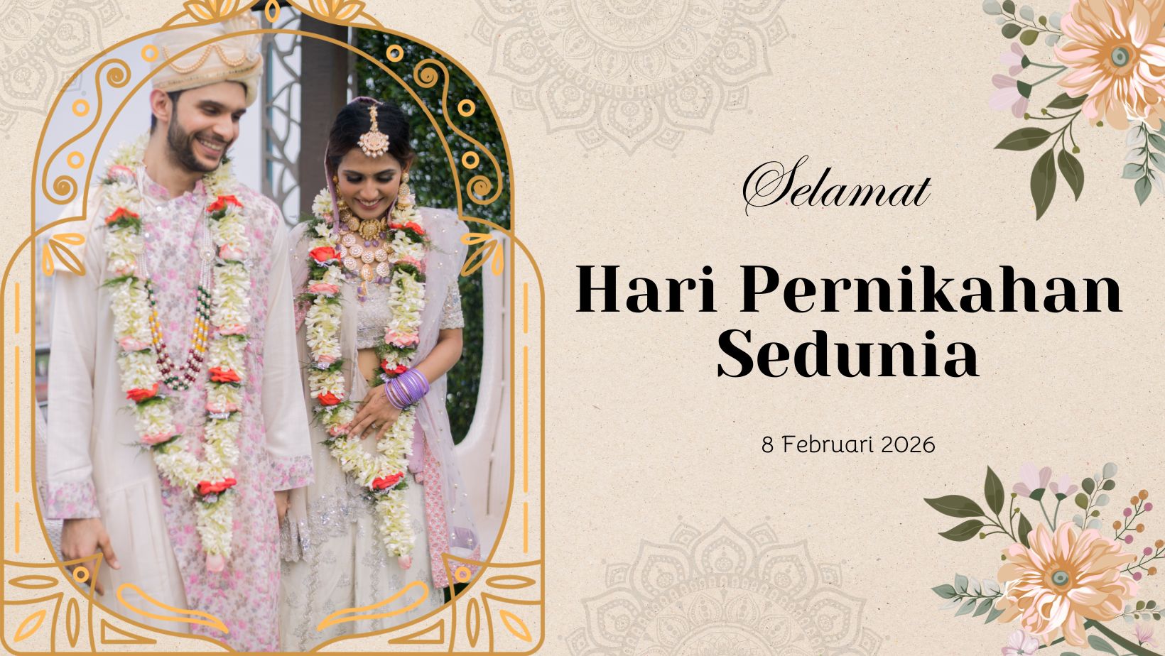 WORLD WEDDING DAY: Ucapan Hari Pernikahan Sedunia, Minggu, 8 Februari 2026.