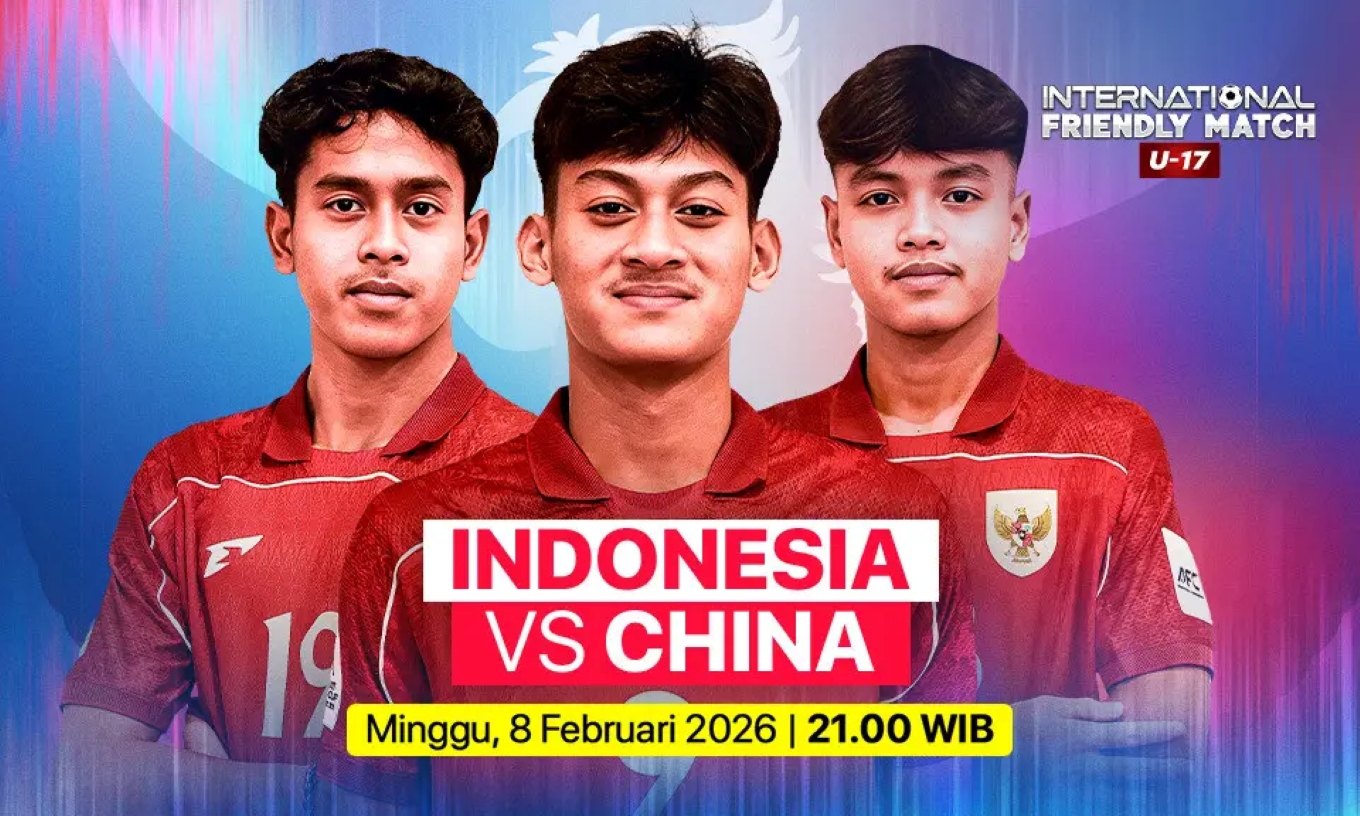 Link live streaming Timnas U17 Indonesia vs China hari ini, 8 Februari 2026.