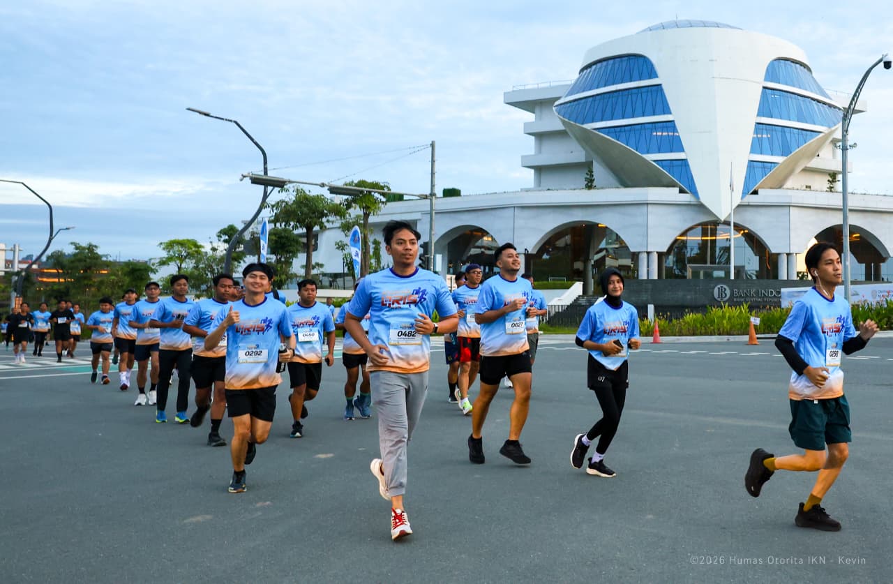 Peserta kegiatan Nusantara QRIS Run yang digelar OIKN dan BI.