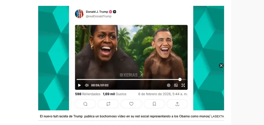 Medsos Trump mengunggah video rasis Barack Obama dan sang istri Michelle Obama berwujud kera.