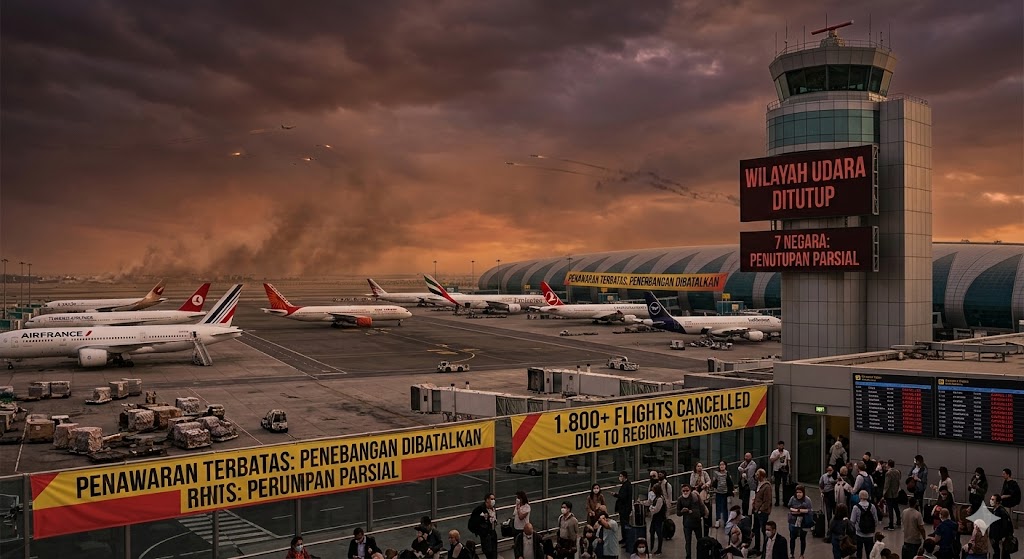 Ilustrasi penerbangan yang ditutup imbas serangan Israel dan AS ke Iran. 