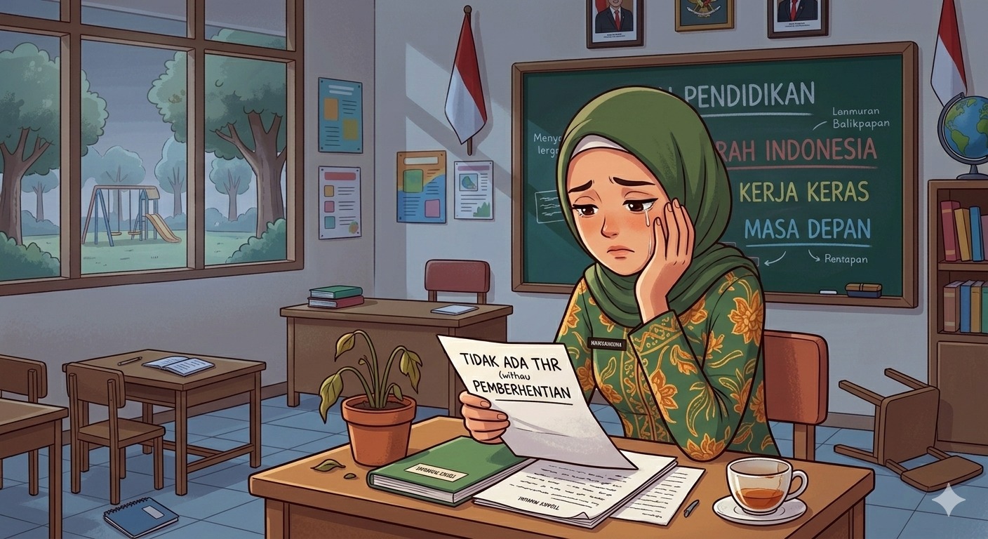 Guru PJLP terancam tidak mendapat THR karena berstatus pegawai kontrak. 