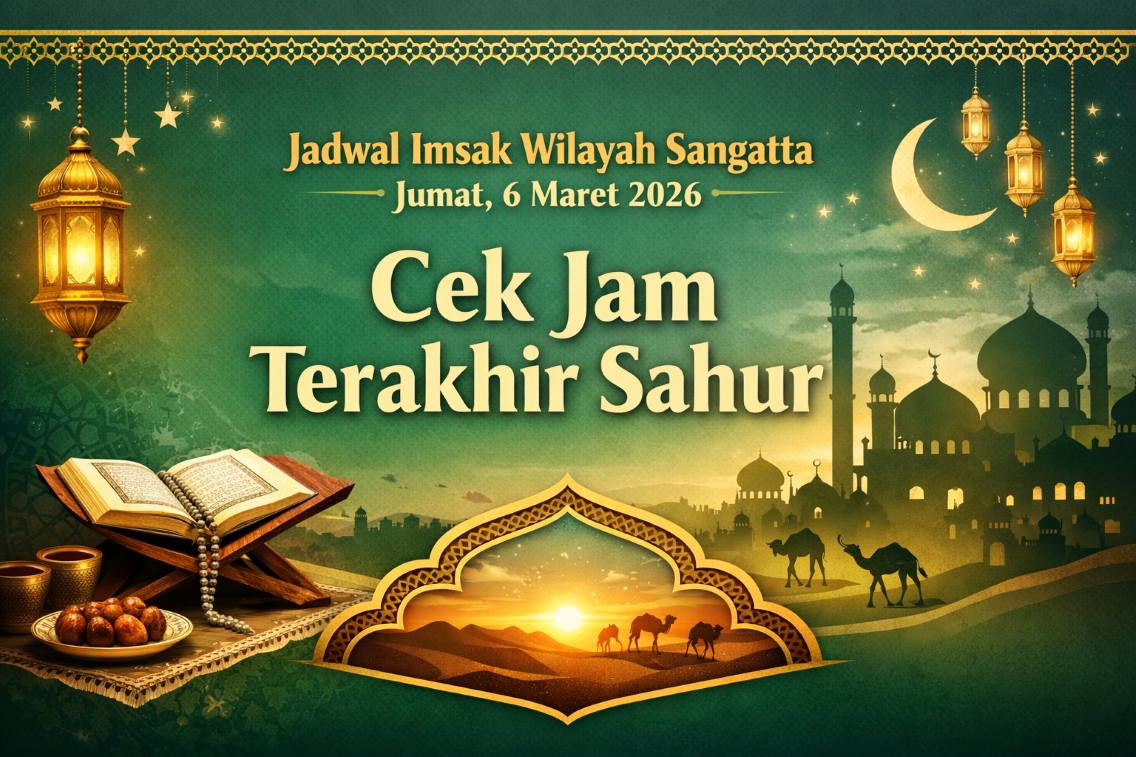 Jadwal imsak hari ini untuk wilayah Sangatta, Jumat 6 Maret 2026.