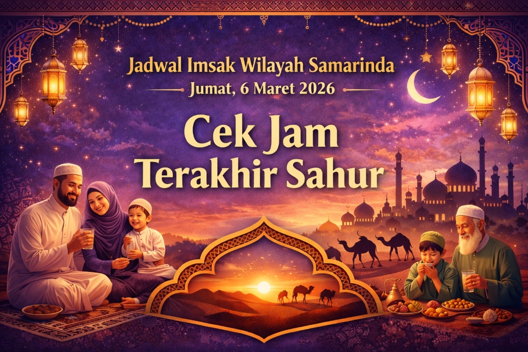 Jadwal imsak hari ini di Kota Samarinda, Jumat 6 Maret 2026.