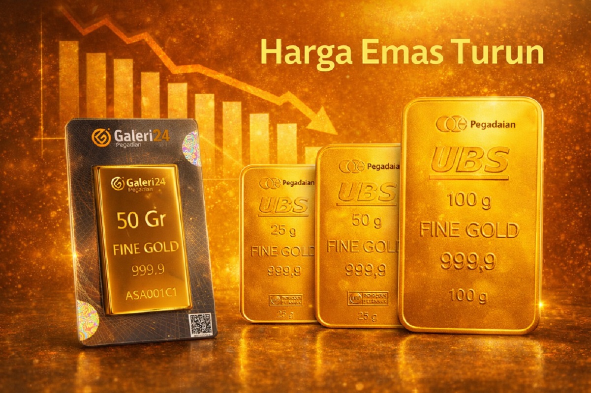 Harga emas di Pegadaian terpantau mengalami turun tajam pada perdagangan Kamis, 5 Maret 2026.