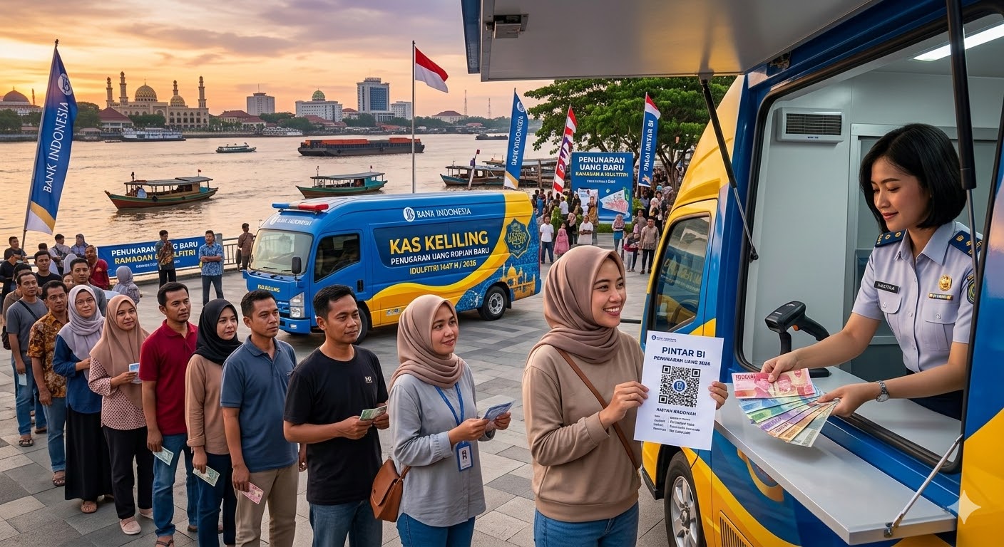 Ilustrasi warga antre menukar uang.