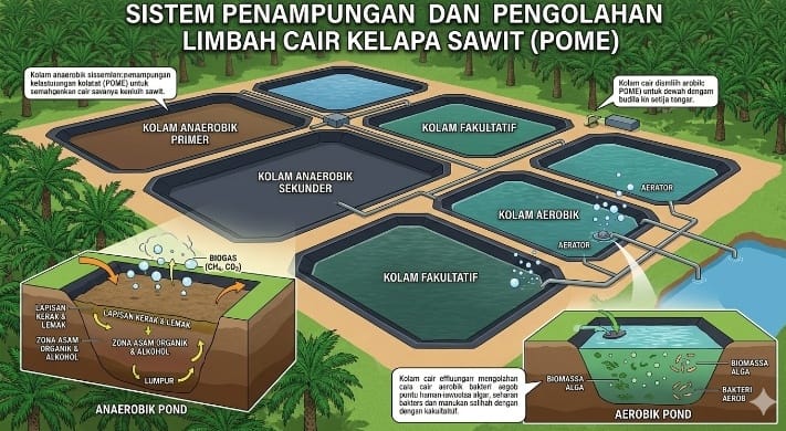 Ilustrasi foto kolam penampungan limbah sawit.
