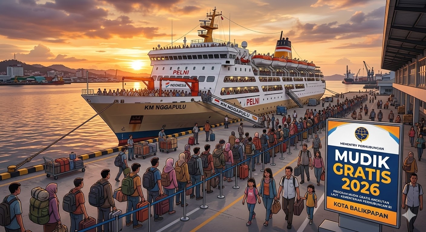 Ilustrasi mudik Lebaran melalui Pelabuhan Laut Semayang, Balikpapan.