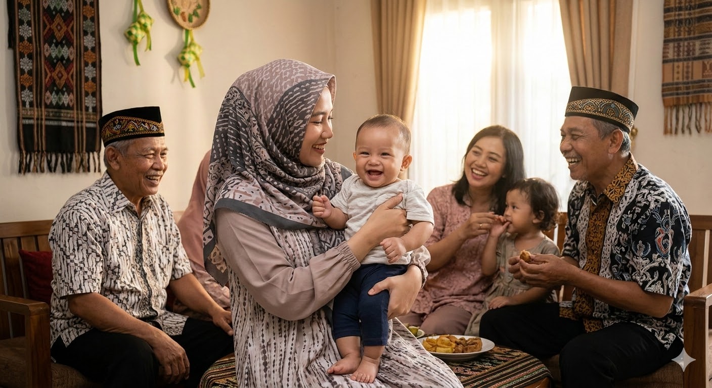 SENTUH: Kebiasaan sentuh bayi dan balita pada silaturahmi Lebaran.