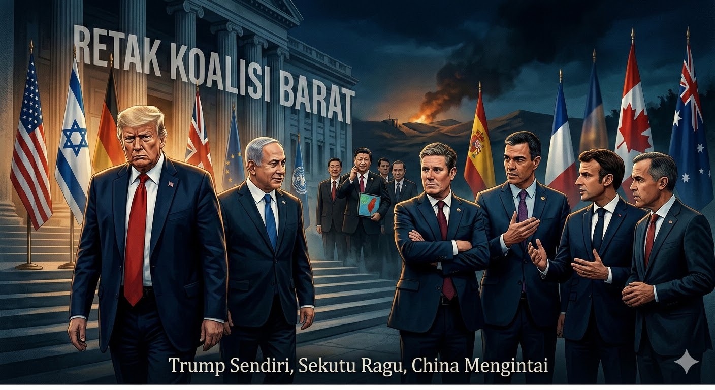 Ilustrasi retak koalisi Barat untuk mendukung koalisi AS-Israel menyerang Iran.