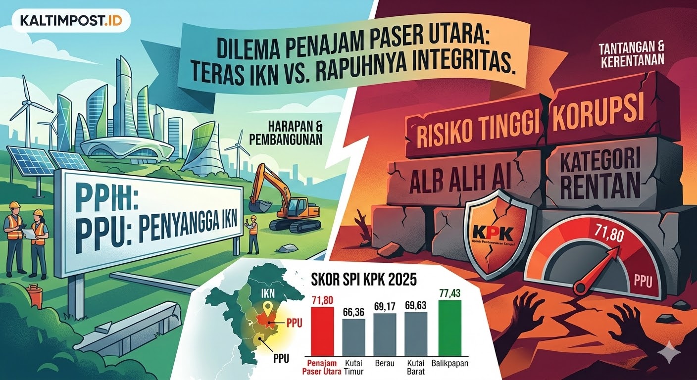 Ilustrasi kerentanan daerah di Kaltim terhadap korupsi.