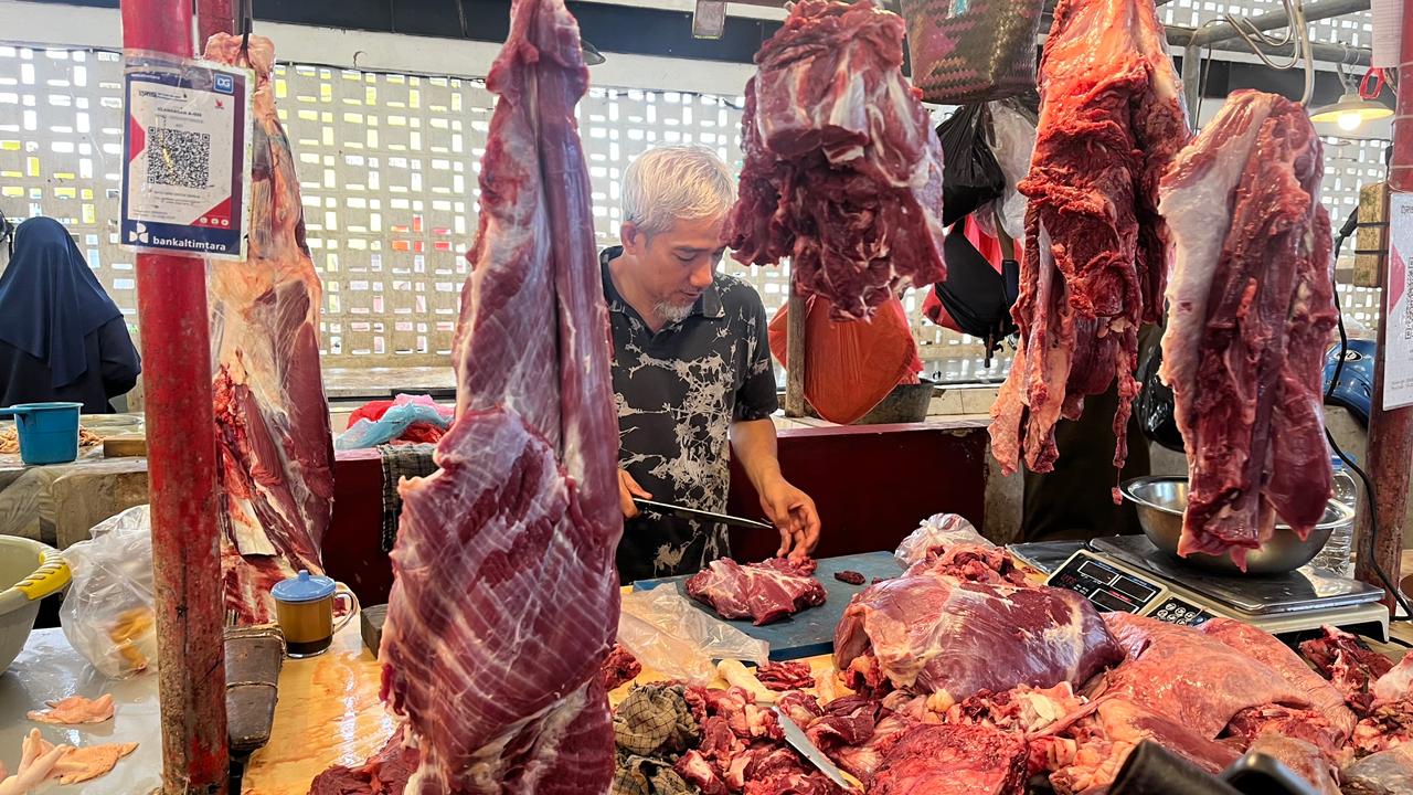 Harga daging sapi yang kini mencapai Rp 170.000 per kilogram di pasar tradisional, Selasa (17/3/2026).  &nbsp;