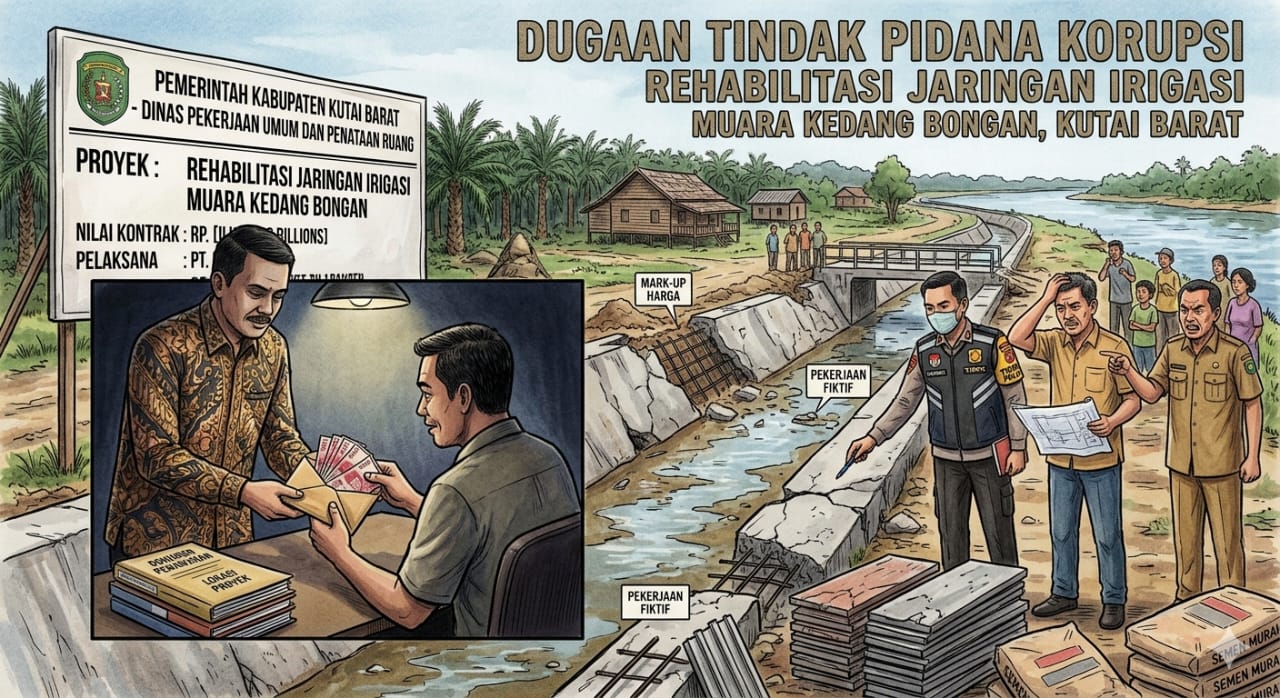 Ilustrasi Tipikor Proyek Rehabilitasi Jaringan Irigasi daerah Muara Kedang.  