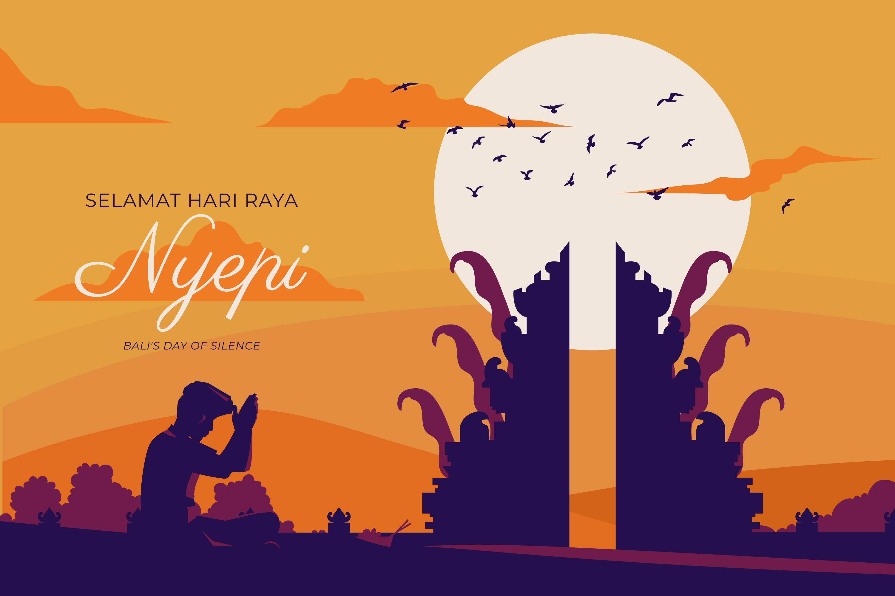 Ilustrasi ucapan Selamat Hari Raya Nyepi yang penuh makna untuk dibagikan kepada sahabat, keluarga, dan kolega.