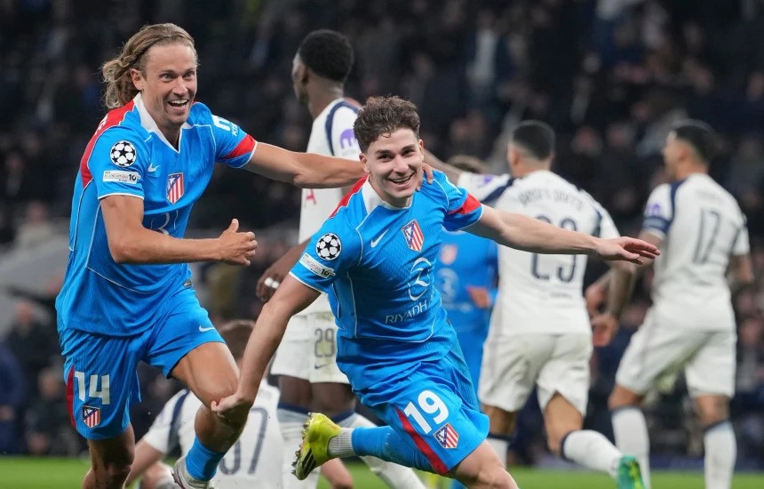 Atletico Madrid lolos perempat final Liga Champions usai unggul agregat 7-5 dari Tottenham Hotpsur. (Foto: AFP)
