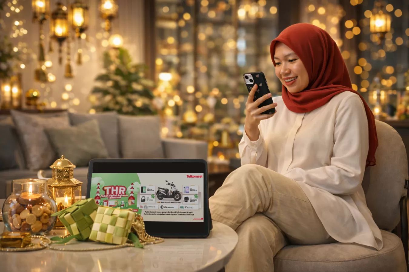    REBUT HADIAH: Lewat Program THR, pelanggan berkesempatan mendapatkan beragam hadiah menarik dengan melakukan pembelian paket data melalui aplikasi MyTelkomsel atau by.U  