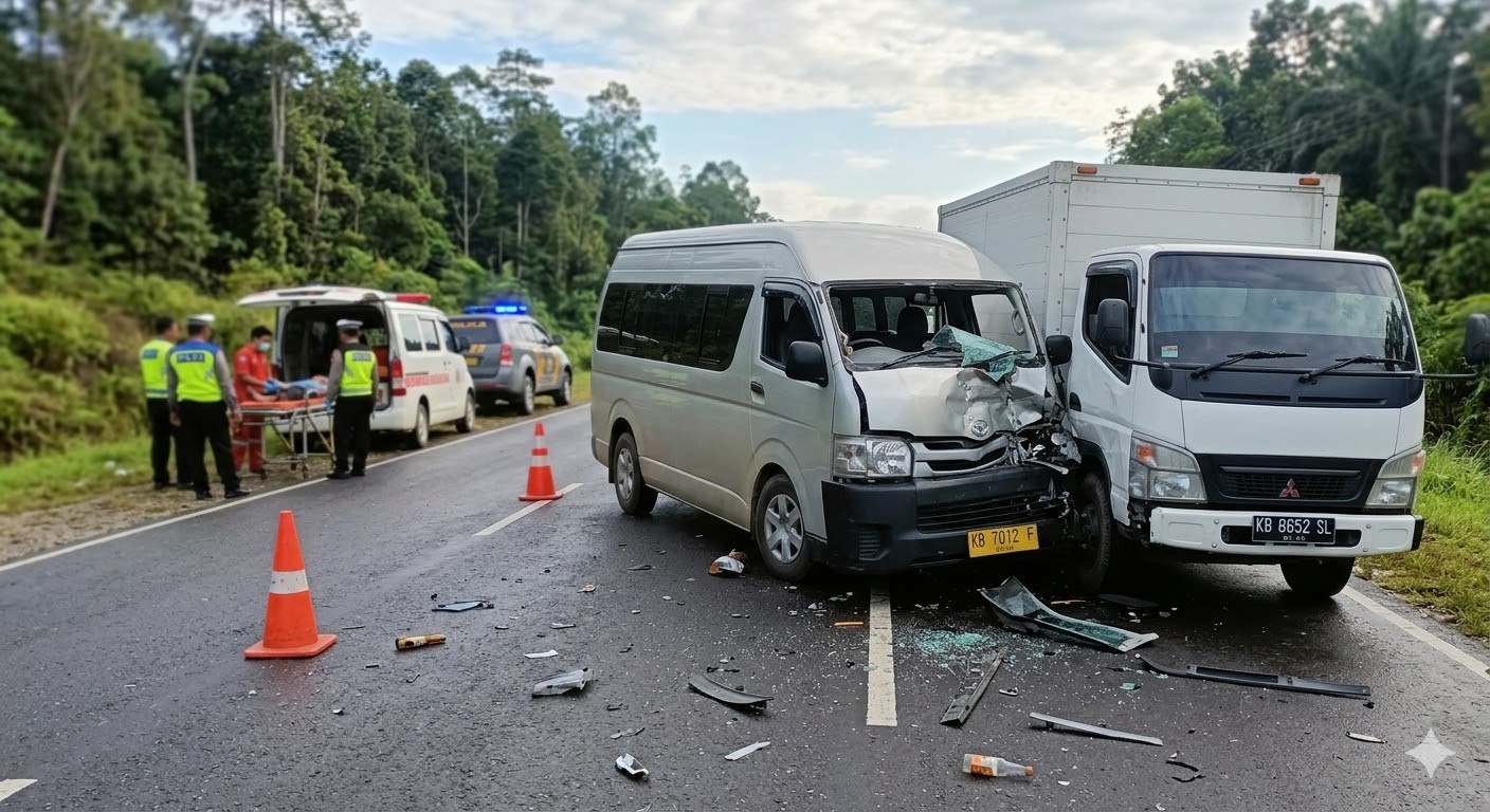 Ilustrasi kecelakaan lalu lintas di jalur trans Kalimantan.