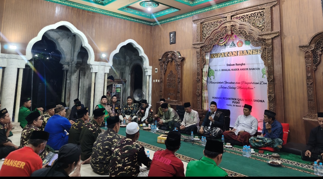 KEBERSAMAAN: Kupatan Banser yang dirangkaikan dengan Halal Bihalal Kader Ansor-Banser Kalimantan Timur, Kamis (26/3/2026) malam, di Pondok Pesantren Gaul Mata Shona.
