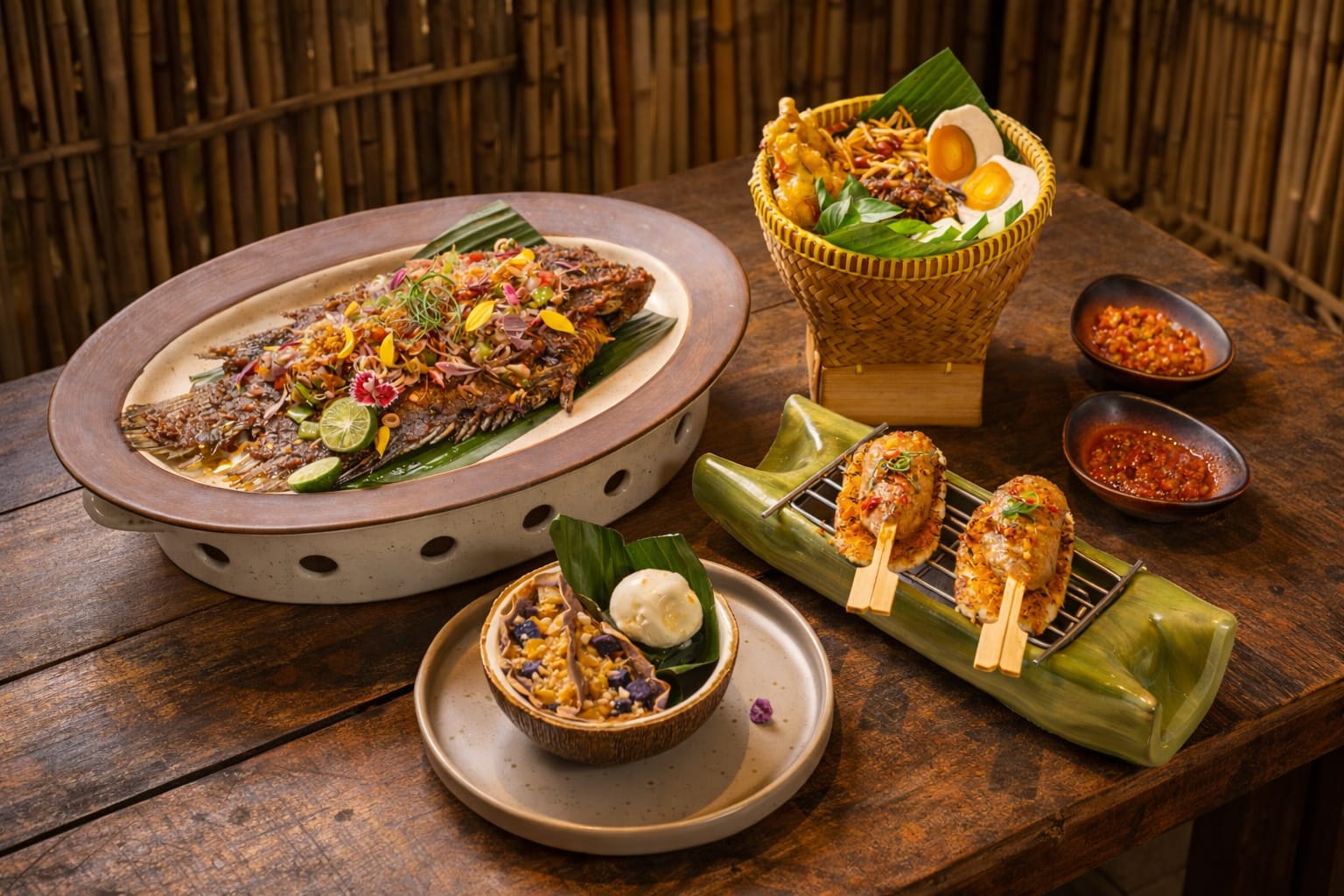 SEIMBANG: Dengan perpaduan antara tradisi dan modernitas, Bakoel Bamboe menghadirkan pengalaman kuliner yang terasa akrab, namun tetap segar.