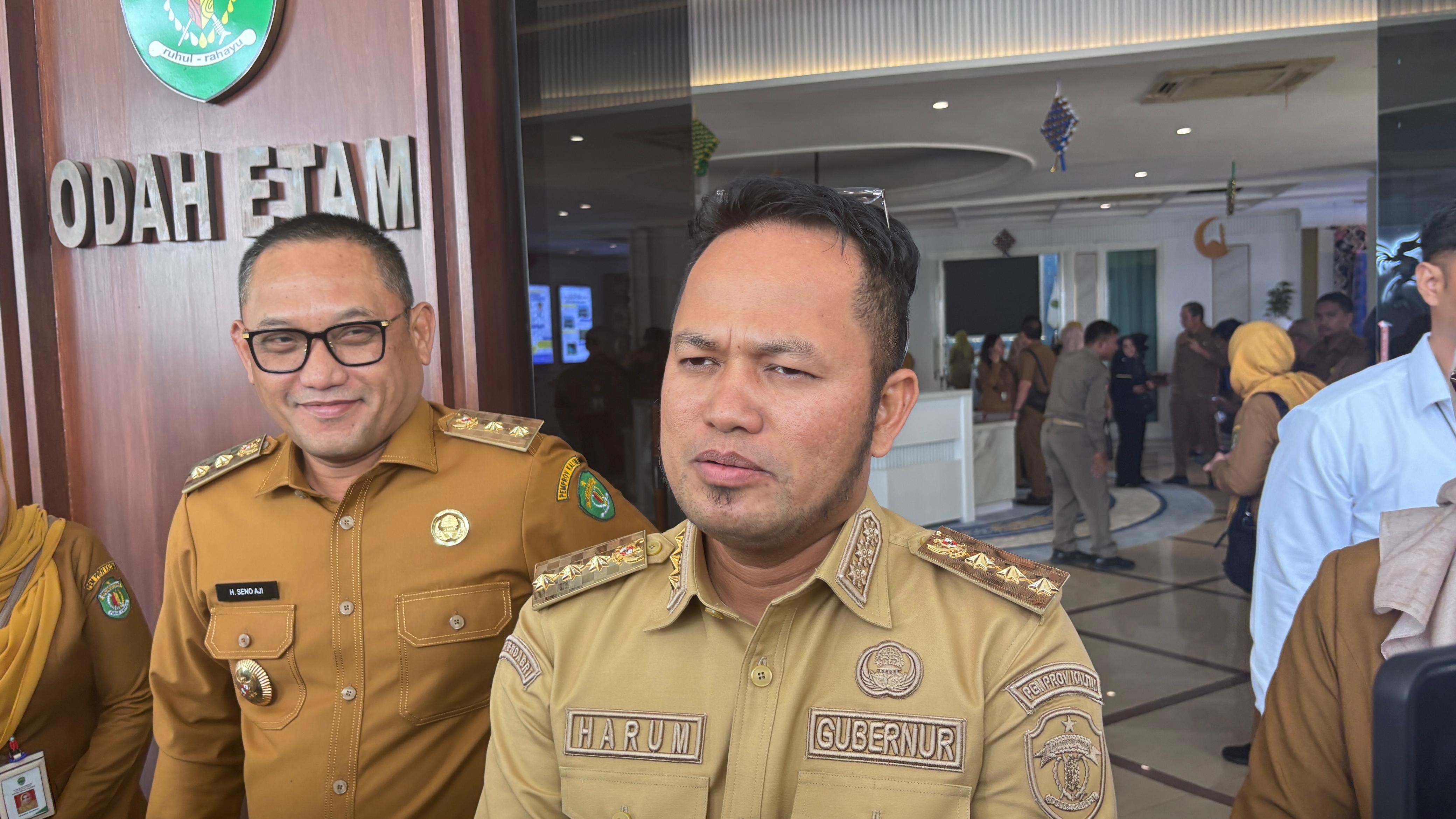 Gubernur Kaltim Rudy Mas'ud saat memberikan keterangan terkait dinamika di Bankaltimtara. (EKO PRALISTIO/KP)