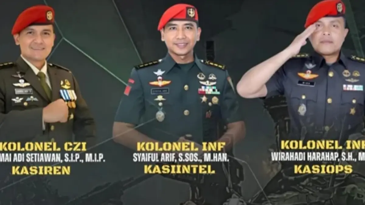 Tiga perwira menengah Kopassus yang naik pangkat dan menempati jabatan strategis. (Foto ist)