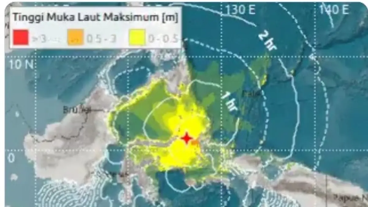 Gempa bumi magnitudo 7,6 berpotensi tsunami terjadi di perairan Bitung, Sulawesi Utara, dan Maluku Utara, Kamis (2/4/2026). 