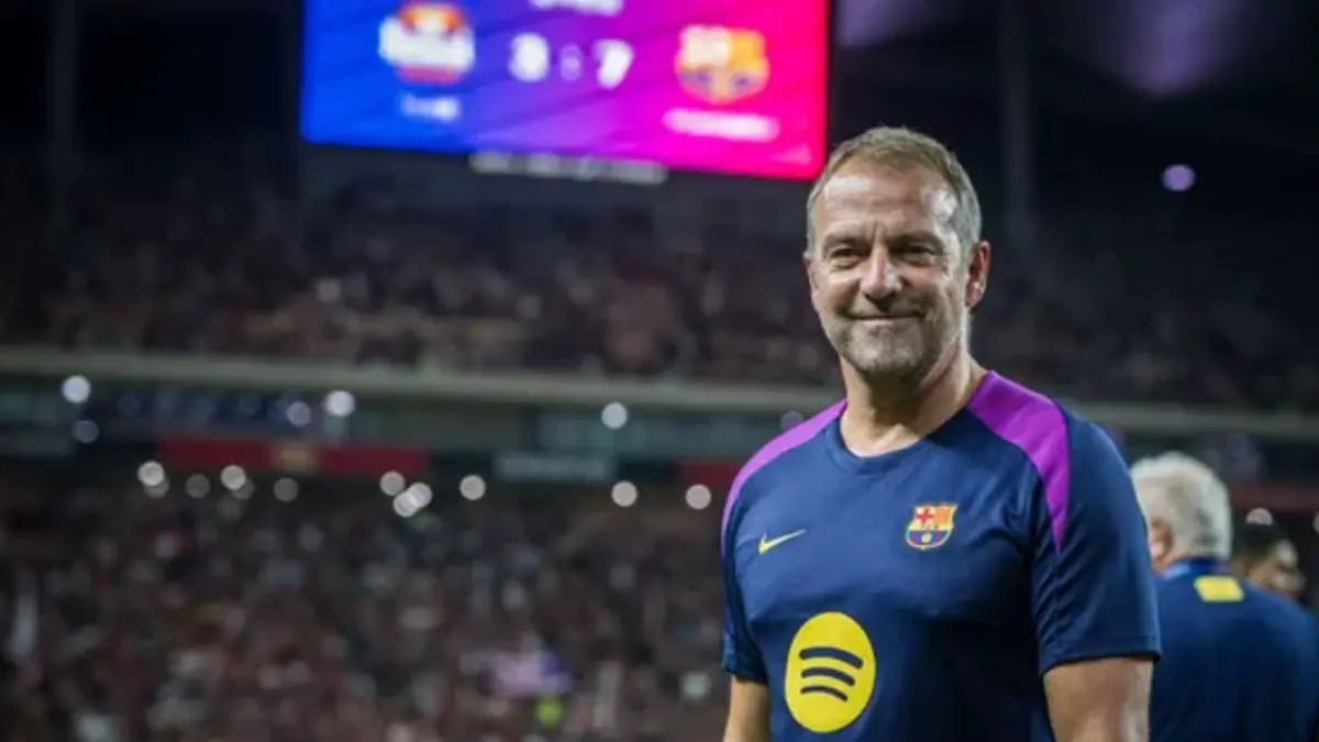 FC Barcelona menyiapkan durasi perpanjangan kontrak berdurasi lima tahun bagi Hansi Flick (FC BARCELONA).