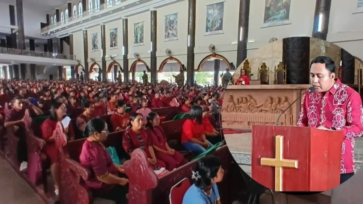 JAGA KERUKUNAN: Bupati Kubar Frederick Edwin di momen Jumat Agung mengajak masyarakat menjaga kerukunan, toleransi dan tetap menjaga kondusivitas, Jumat (3/4/2026). (SUNARDI/KP)