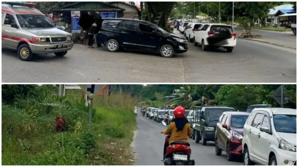 Antrean kendaraan mengular di SPBU Melak hingga Simpang Puskesmas dan kawasan Sekolaq Oday, menyebabkan penyempitan jalan.