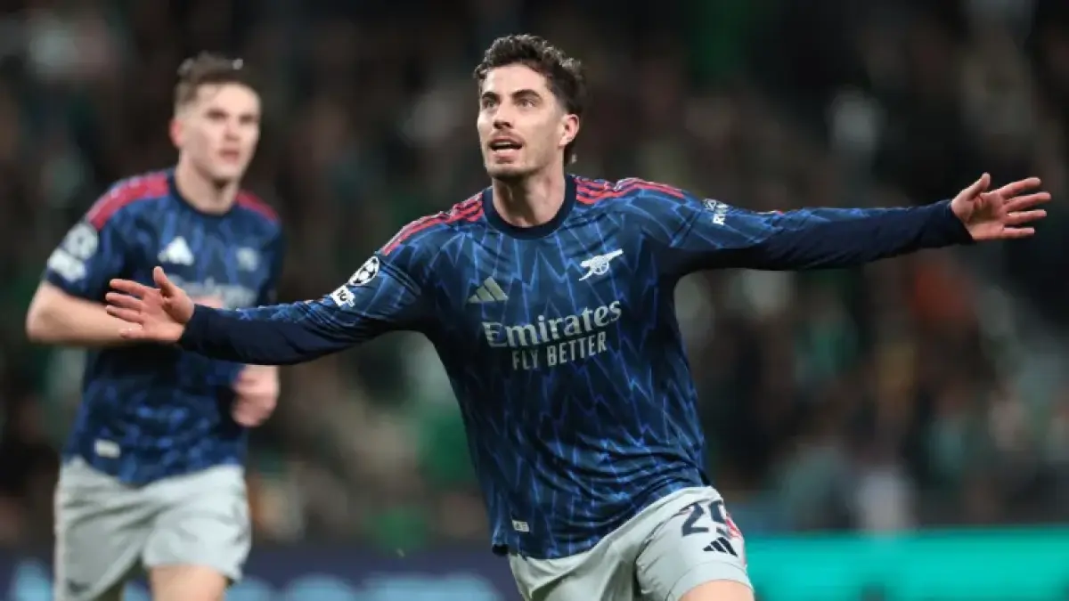 Gol telat Kai Havertz membawa Arsenal menang 1-0 atas Sporting CP. (Foto: AFP)