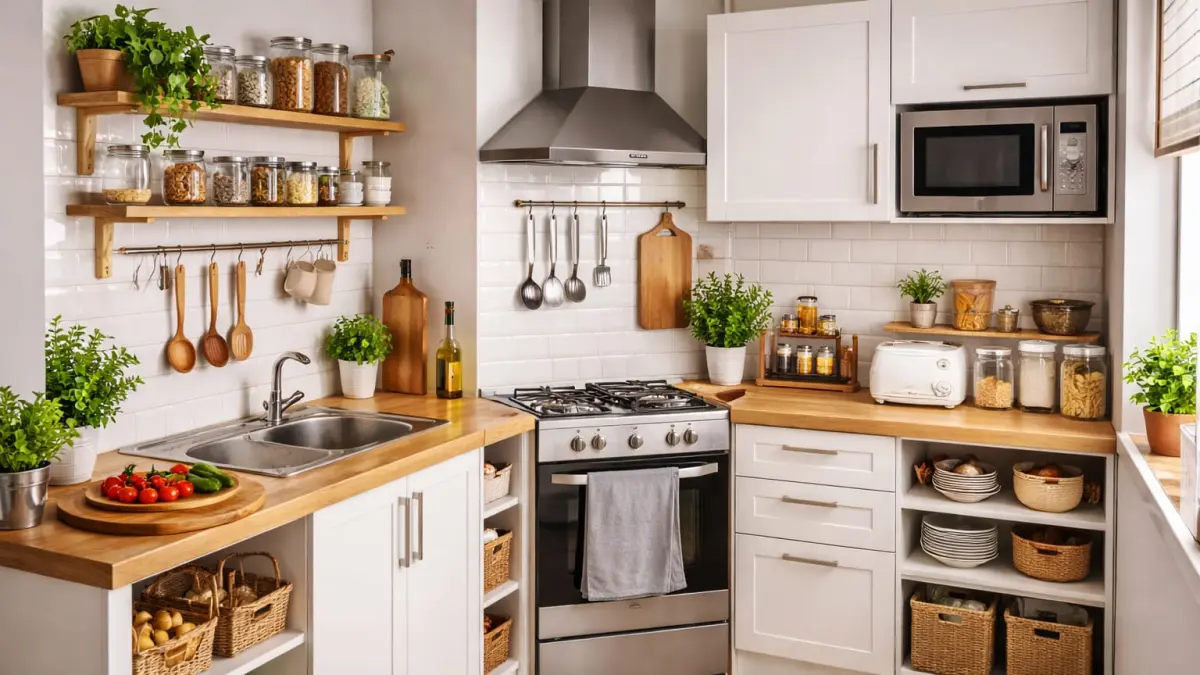 Ilustrasi dapur sempit.