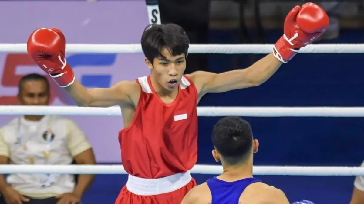 Vicky Tahumil Junior termasuk satu di antara lima petinju proyeksi Asian Games 2026 yang akan menjalani TC ke Vietnam dan Uzbekistan. (MUHAMMAD RAMDAN/ANTARA)