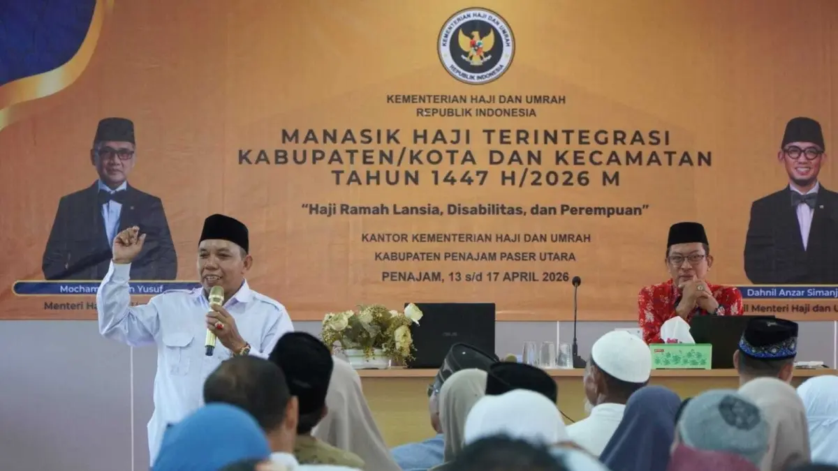 Kepala Kantor Kementerian Agama PPU, Muhammad Syahrir, pembicara utama pada manasik haji.(ist/kp)