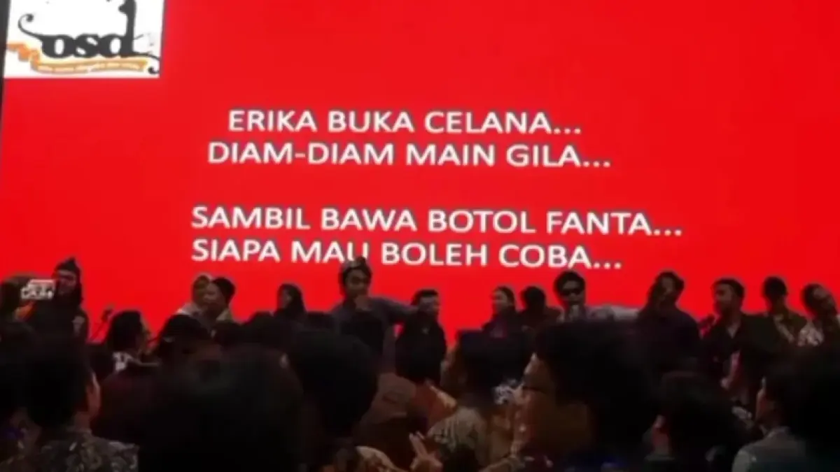 Video mahasiswa tambang ITB menyanyikan “Erika” ramai dibahas setelah dinilai berisi konten yang melecehkan perempuan. (Sumber: X/@iPoopBased)