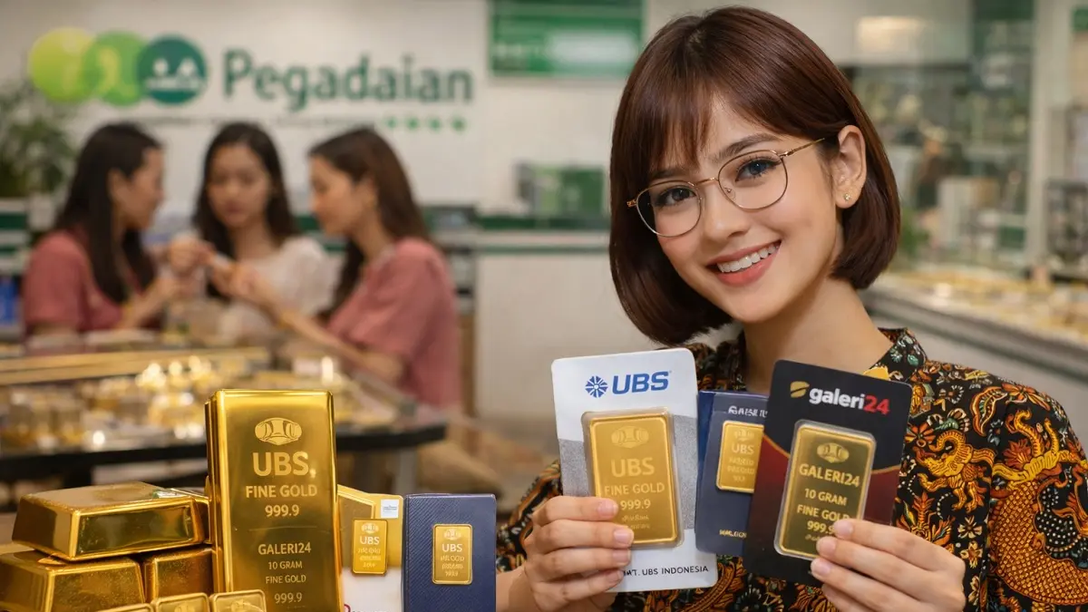 Harga emas Pegadaian 17 April 2026 turun kompak. Antam Rp3.004.000, UBS dan Galeri24 ikut melemah.