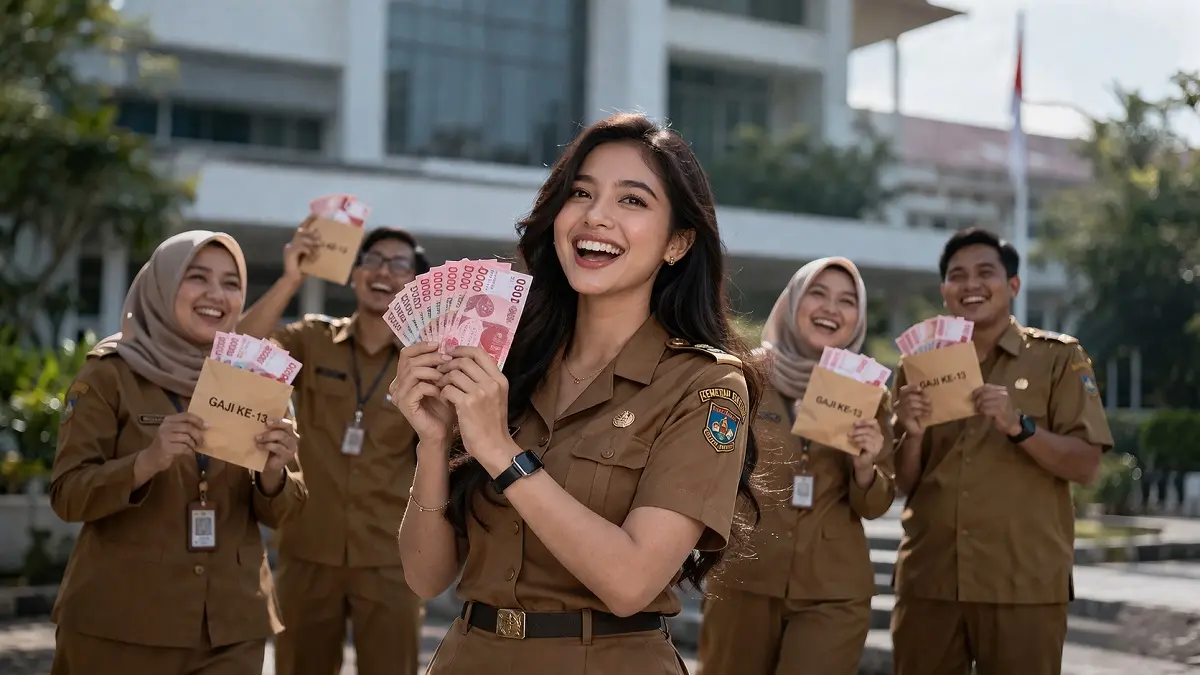 Ilustrasi ASN menerima gaji ke-13 yang mulai cair.