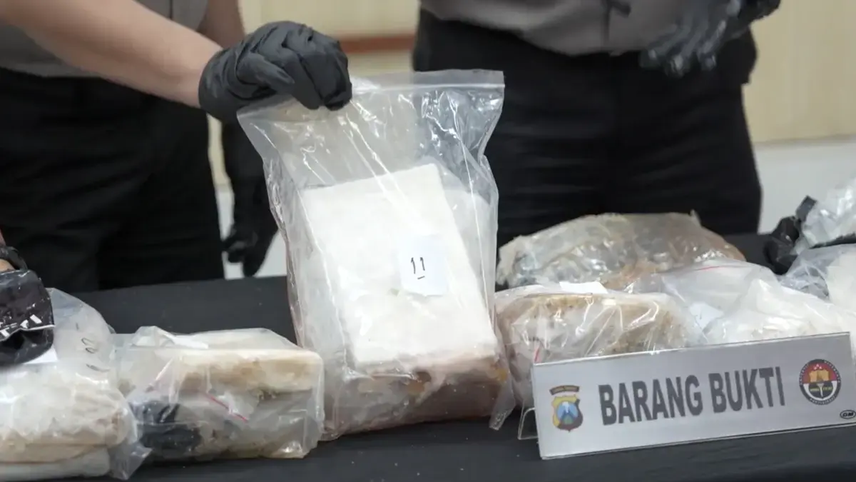 Petugas menemukan 9 bungkus "Bugatti" berisi kokain yang tersusun rapi.