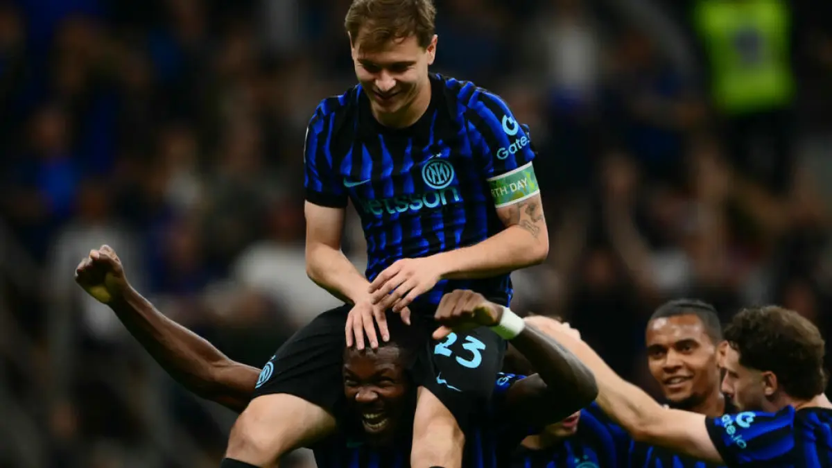 Nicolo Barella dan Marcus Thuram mencetak gol saat Inter Milan mengalahkan Cagliari dalam lanjutan Liga Italia di San Siro. (Foto: BERTORELLO / AFP)