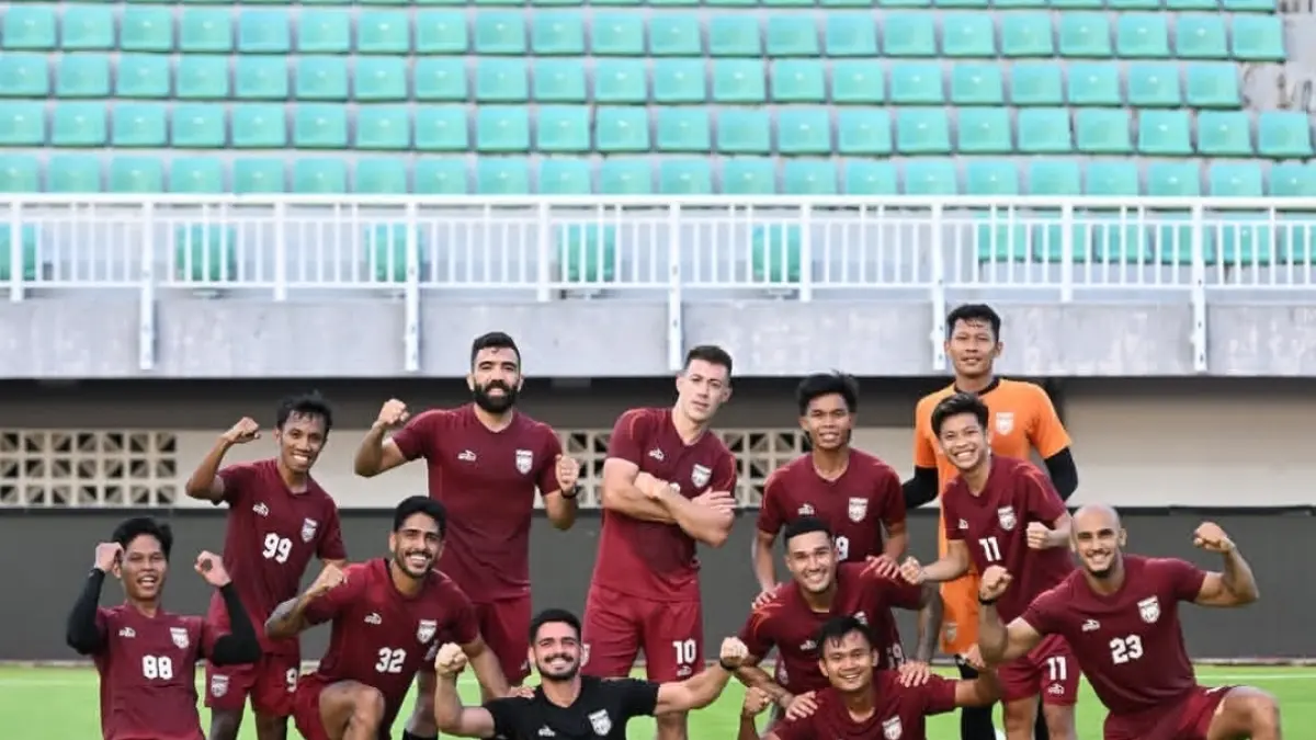 Skuad Borneo FC saat menjalani sesi latihan terakhir di Stadion BJ Habibie, Parepare. 