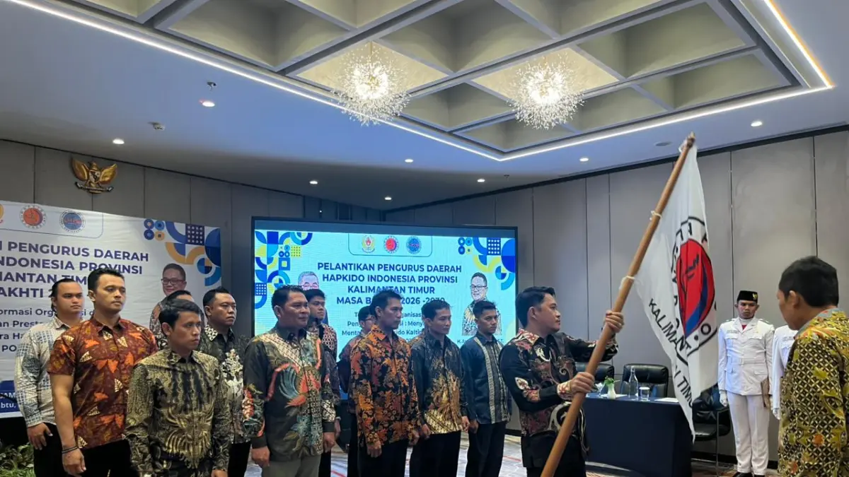 Suasana pelantikan Pengurus Provinsi Hapkido Indonesia Kalimantan Timur periode 2026–2030 di Mercure Hotel Samarinda, Sabtu (18/4). (NASYA RAHAYA/KALTIM POST)