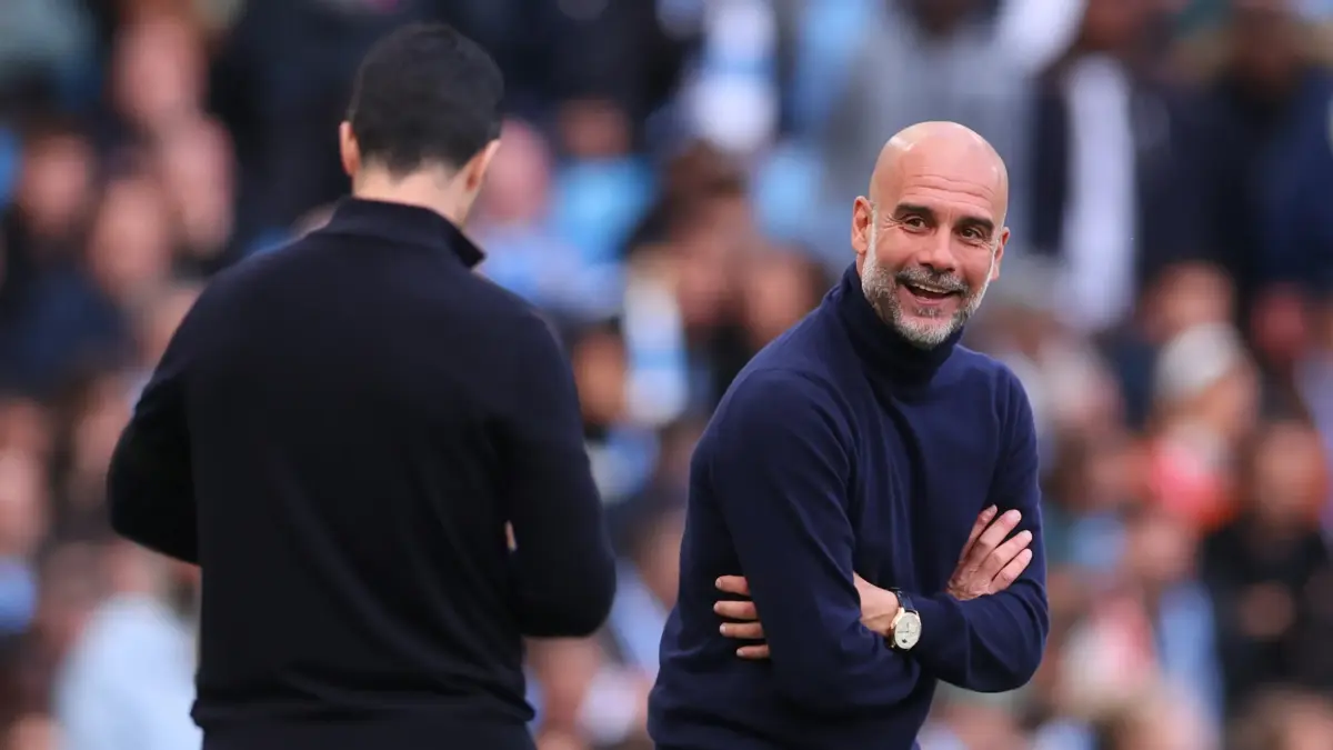 Guardiola senang timnya dapat mengalahkan Arsenal dengan skor 2-1. (Foto: The Times)