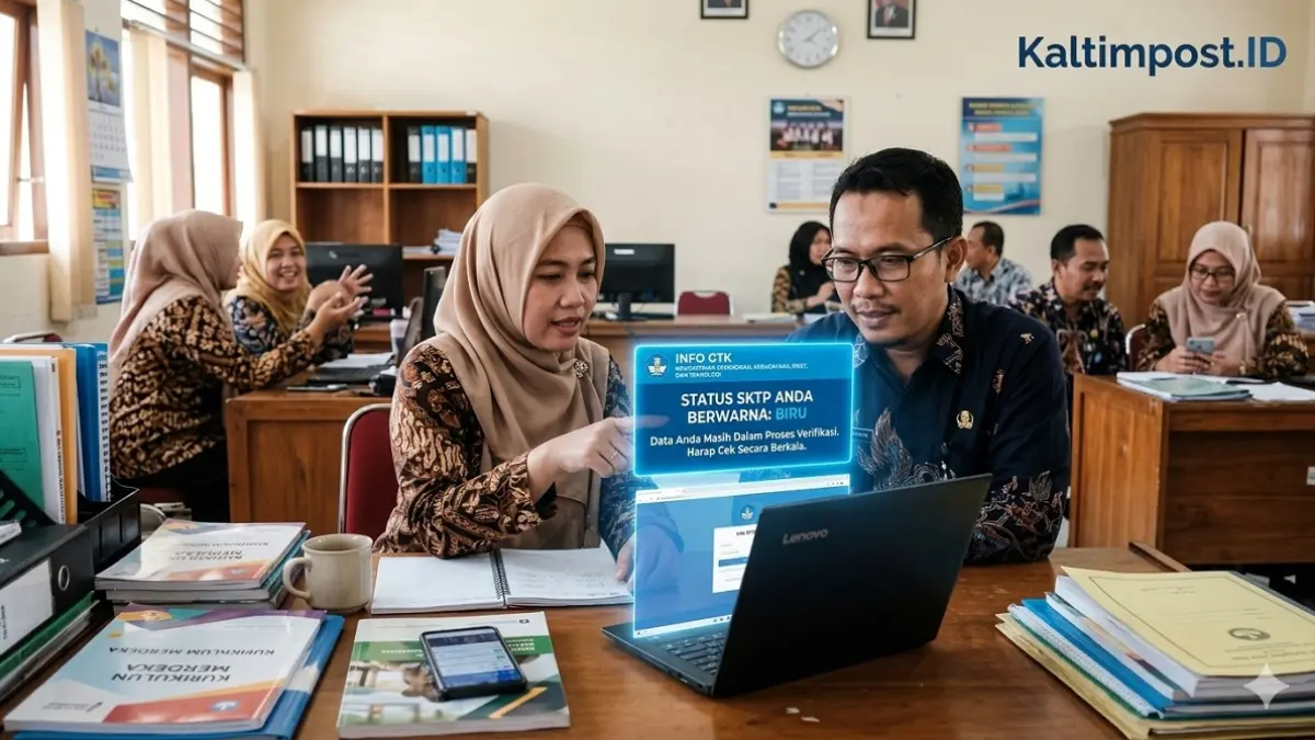 Para guru sering kali mendapati perubahan warna pada laman Info GTK saat memantau status tunjangan. (Generate AI)