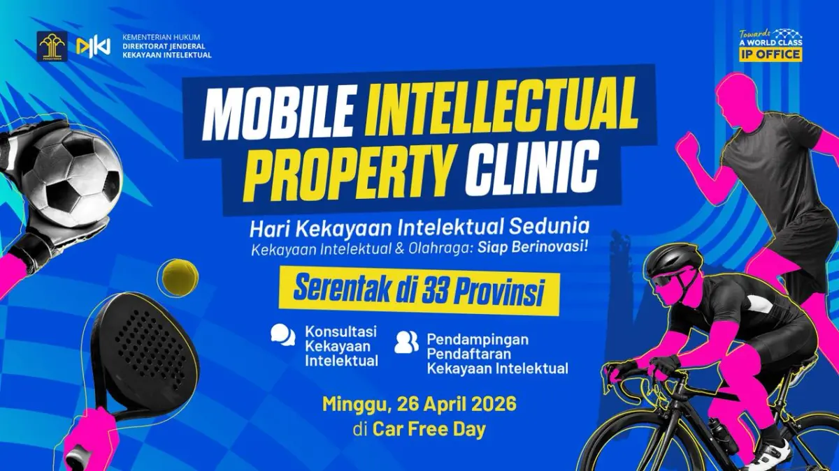 DJKI dan Kantor Wilayah Kementerian Hukum se-Indonesia gelar Peringatan Hari Kekayaan Intelektual Sedunia 2026 melalui kegiatan Car Free Day pada 26 April 2026.
