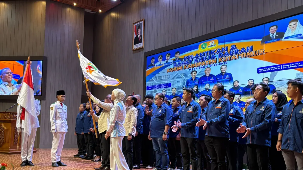 SAH: Pelantikan Pengurus Komite Olahraga Masyarakat Indonesia (KORMI) Kutai Timur periode 2026–2030, Jumat (24/4/2026). (Jufriadi/KP)