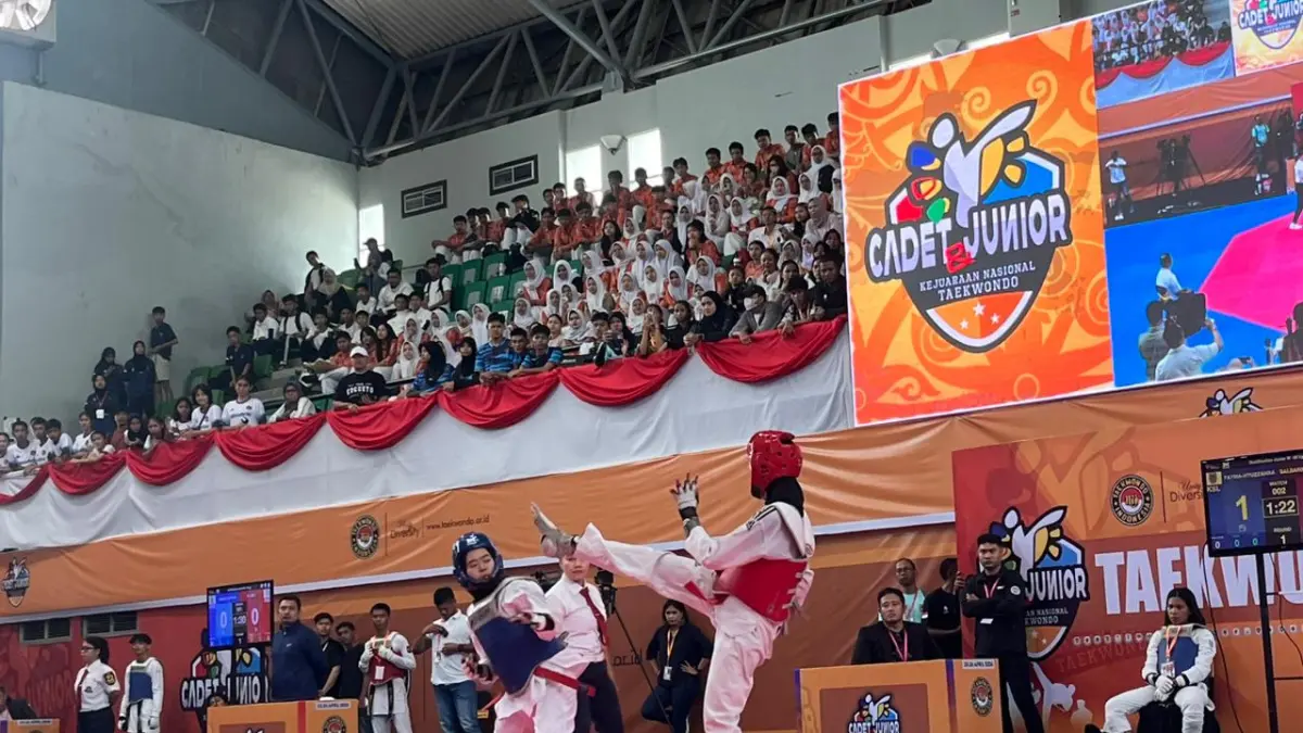 DOMINASI PUTRI: Atlet putri Kaltim jadi penyumbang terbanyak emas dalam Kejurnas Taekwondo 2026. (NASYA/KP)
