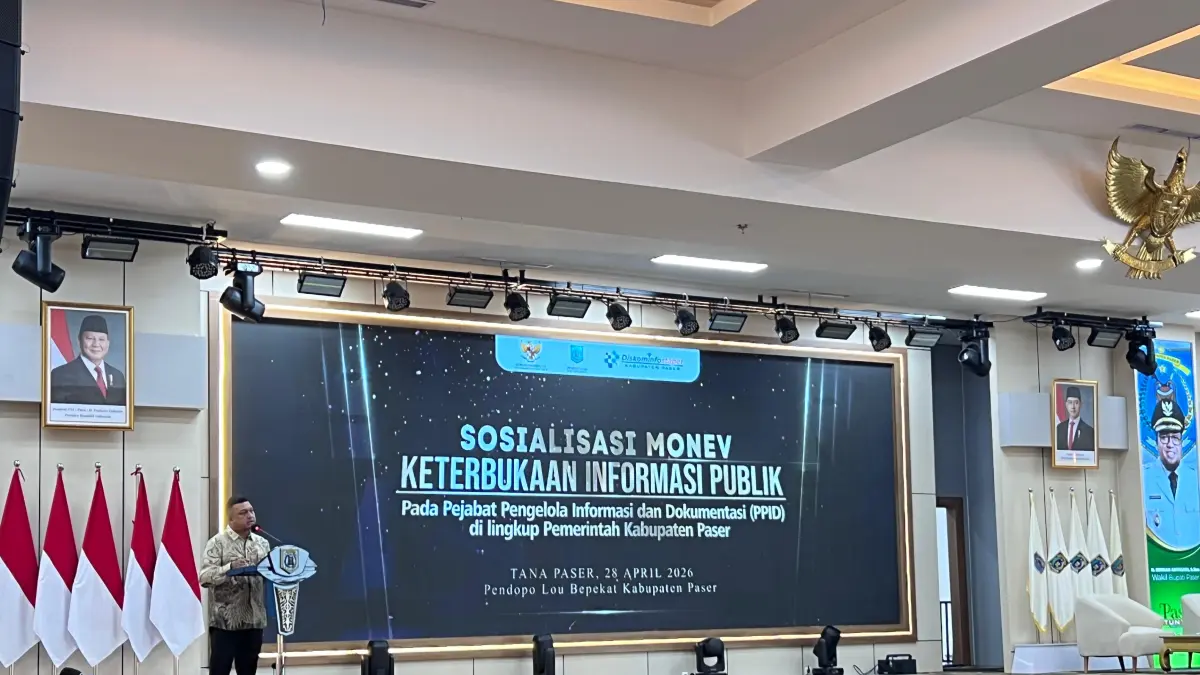 SOSIALISASI: Pejabat Komisi Informasi (KI) Provinsi Kalimantan Timur saat berkunjung ke Paser, Selasa (28/4/2026). (NAJIB/KP) 