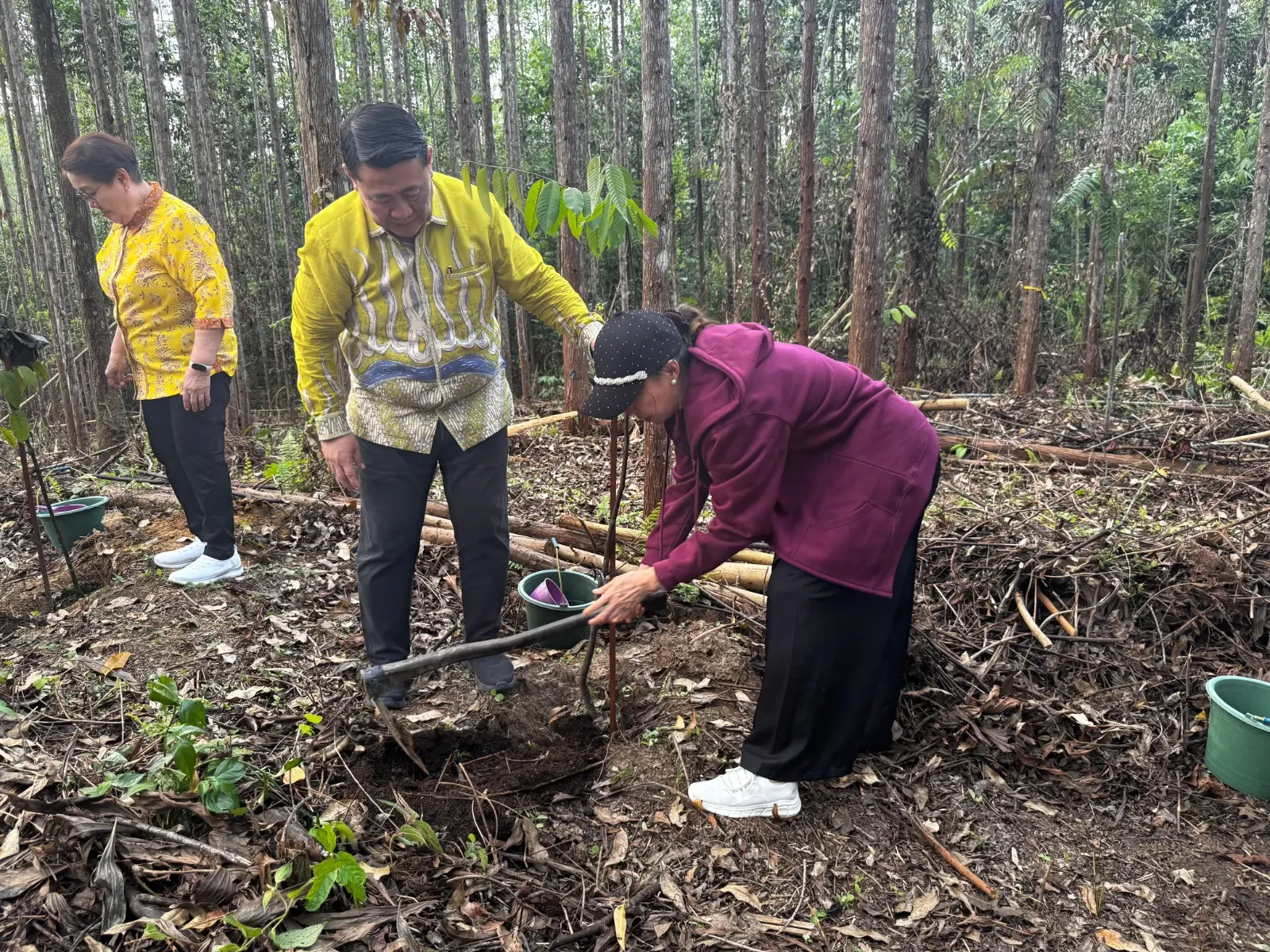 Penanaman pohon di kawasan Ibu Kota Nusantara sebagai simbol kepedulian lingkungan dan dukungan terhadap pembangunan berkelanjutan di ibu kota baru.